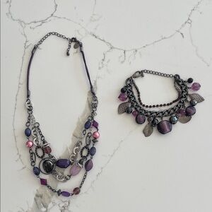 Lia Sophia Purple and Pink Multi-Strand Necklace